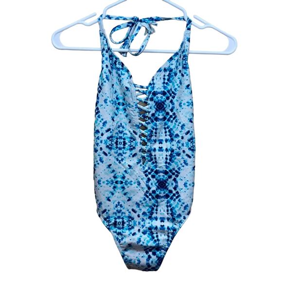 Hollister Tie Dye Criss Cross One Piece Swimsuit - Picture 2 of 9